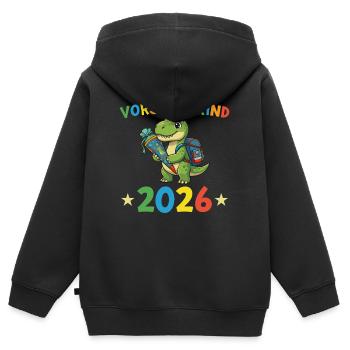 Vorschulkind 2026 Dino Kindergarten Geschenk - Kinder Premium Organic Zip Hoodie - Schwarz - Hinten - AI Model Kid Male (0cm)