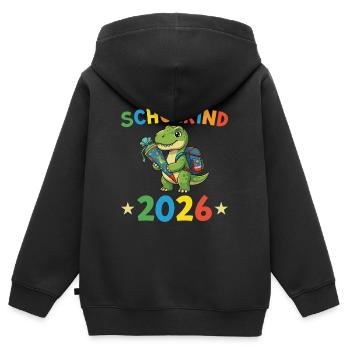 Schulkind 2026 Dino Einschulung Schulanfang - Kinder Premium Organic Zip Hoodie - Schwarz - Hinten - AI Model Kid Male (0cm)