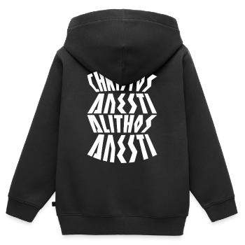 Christos Anesti Pâques orthodoxes grecques - Sweat Premium à capuche zippé enfant bio - noir - Dos - AI Model Kid Male (0cm)