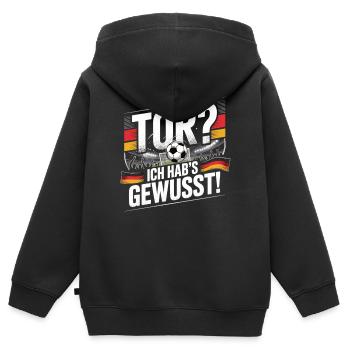 Tor? Ich hab’s gewusst! Fußball Fan - Kinder Premium Organic Zip Hoodie - Schwarz - Hinten - AI Model Kid Male (0cm)