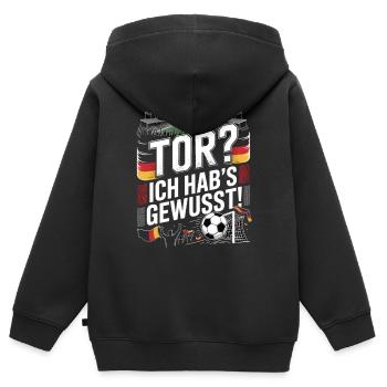 Tor? Ich hab’s gewusst! Fußball Fan - Kinder Premium Organic Zip Hoodie - Schwarz - Hinten - AI Model Kid Male (0cm)