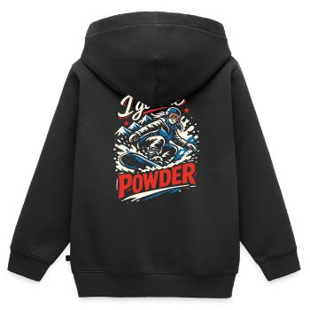 Snowboard | I Got The Powder | Pulverschnee - Kinder Premium Organic Zip Hoodie - Schwarz - Hinten - AI Model Kid Male (0cm)