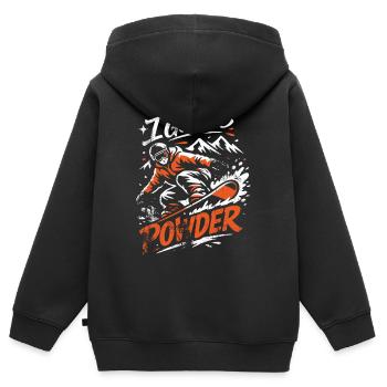 Snowboard | I Got The Powder | Pulverschnee - Kinder Premium Organic Zip Hoodie - Schwarz - Hinten - AI Model Kid Male (0cm)