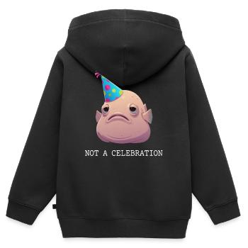 Blobfish, pas une célébration - Sweat Premium à capuche zippé enfant bio - noir - Dos - AI Model Kid Male (0cm)