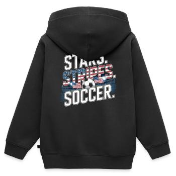 Stars Stripes Soccer – USA Fußball Fan - Kinder Premium Organic Zip Hoodie - Schwarz - Hinten - AI Model Kid Male (0cm)