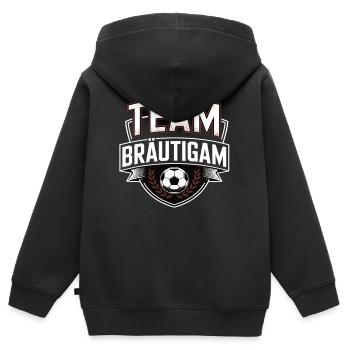 Team Bräutigam Fußball JGA Hochzeit Crew - Kinder Premium Organic Zip Hoodie - Schwarz - Hinten - AI Model Kid Male (0cm)
