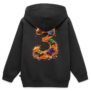 3rd Birthday, 3 Year Old Boy, Monster Truck - Kids Premium Organic Zip-up Hoodie - black - Back - AI Model Kid Male (0cm)