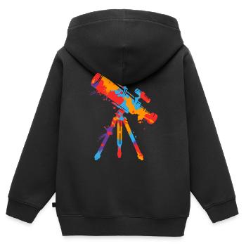Teleskop Astronom bunt Kinden Jungen Astronomie - Kinder Premium Organic Zip Hoodie - Schwarz - Hinten - AI Model Kid Male (0cm)