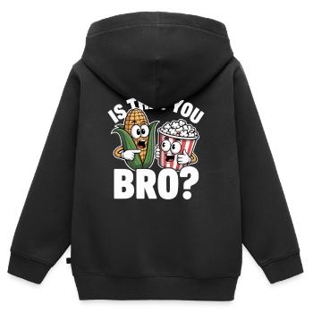 C’est toi, mec ? Maïs Popcorn - Sweat Premium à capuche zippé enfant bio - noir - Dos - AI Model Kid Male (0cm)