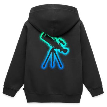 Teleskop Astronom Herren Kinden Jungen Astronomie - Kinder Premium Organic Zip Hoodie - Schwarz - Hinten - AI Model Kid Male (0cm)