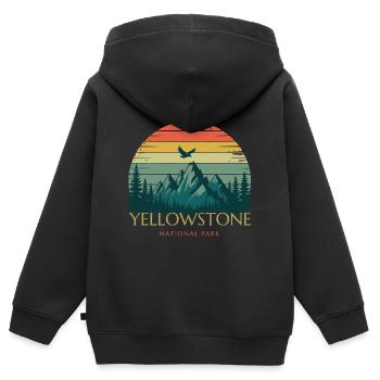 Yellowstone-Nationalpark - Kinder Premium Organic Zip Hoodie - Schwarz - Hinten - AI Model Kid Male (0cm)