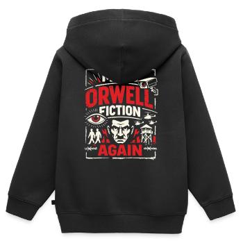Make Orwell Fiction Again - Kinder Premium Organic Zip Hoodie - Schwarz - Hinten - AI Model Kid Male (0cm)