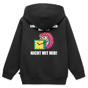 Zeitumstellung Sommerzeit Igel Lustig - Kinder Premium Organic Zip Hoodie - Schwarz - Hinten - AI Model Kid Male (0cm)