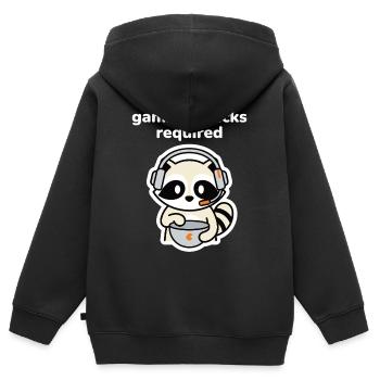 Gaming Snacks Required Raccoon Gamer - Kids Premium Organic Zip-up Hoodie - black - Back - AI Model Kid Male (0cm)