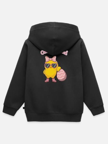 Süßes Küken mit Herzbrille - Kinder Premium Organic Zip Hoodie - Schwarz