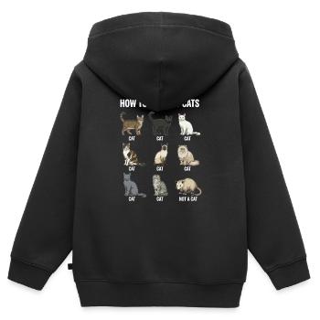 Motif de reconnaissance des espèces félines - Sweat Premium à capuche zippé enfant bio - noir - Dos - AI Model Kid Male (0cm)