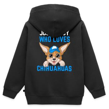 Le garçon qui aime la chemise de Chihuahuas - Sweat Premium à capuche zippé enfant bio - noir - Dos - AI Model Kid Male (0cm)