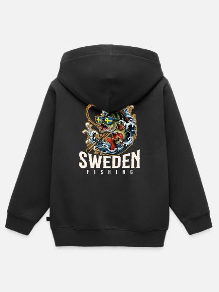 Schweden Angeln - Kinder Premium Organic Zip Hoodie - Schwarz