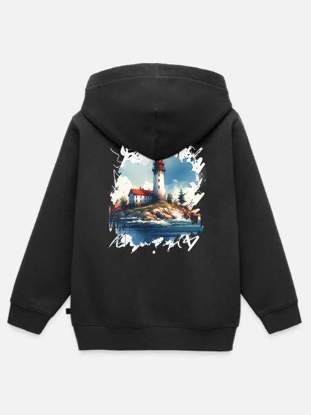 Leuchtturm - Kinder Premium Organic Zip Hoodie - Schwarz