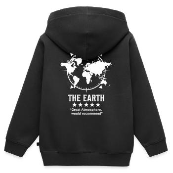 The_Earth_Great_Atmosphere_V2 - Kids Premium Organic Zip-up Hoodie - black - Back - AI Model Kid Male (0cm)
