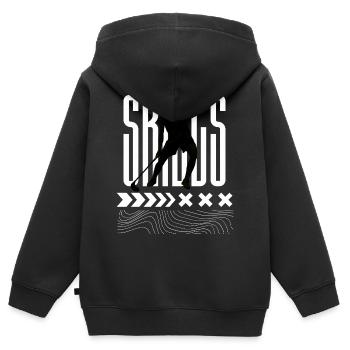 Skills  Floorball  - Kinder Premium Organic Zip Hoodie - Schwarz - Hinten - AI Model Kid Male (0cm)