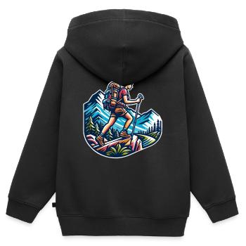 Grimpeur - Sweat Premium à capuche zippé enfant bio - noir - Dos - AI Model Kid Male (0cm)