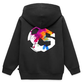NR. 5 FUßBALLER NUMMER 5 FUßBALL 5. GEBURTSTAG - Kinder Premium Organic Zip Hoodie - Schwarz - Hinten - AI Model Kid Male (0cm)
