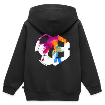 NO. 8 FOOTBALLER NUMBER 8 FOOTBALL 8TH BIRTHDAY - Kids Premium Organic Zip-up Hoodie - black - Back - AI Model Kid Male (0cm)