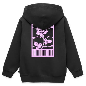 Gothic Rose Barbed Wire Barcode Urban Style - Kids Premium Organic Zip-up Hoodie - black - Back - AI Model Kid Male (0cm)