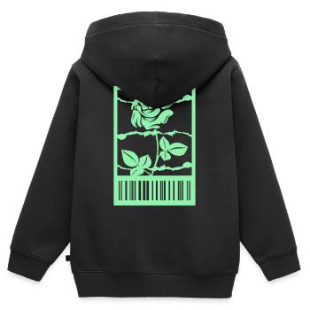 Gothic Rose Barbed Wire Barcode Urban Style - Kids Premium Organic Zip-up Hoodie - black - Back - AI Model Kid Male (0cm)