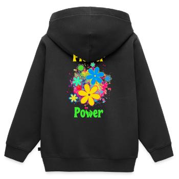 Flower Power  - Kinder Premium Organic Zip Hoodie - Schwarz - Hinten - AI Model Kid Male (0cm)