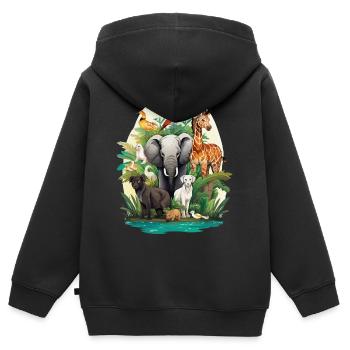Tierwelt Dschungeltraum - Kinder Premium Organic Zip Hoodie - Schwarz - Hinten - AI Model Kid Male (0cm)