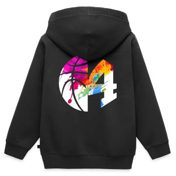 NR. 4 BASKETBALL NUMMER 4 BASKETBALL 4. GEBURTSTAG - Kinder Premium Organic Zip Hoodie - Schwarz - Hinten - AI Model Kid Male (0cm)
