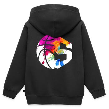 NR. 5 BASKETBALL NUMMER 5 BASKETBALL 5. GEBURTSTAG - Kinder Premium Organic Zip Hoodie - Schwarz - Hinten - AI Model Kid Male (0cm)