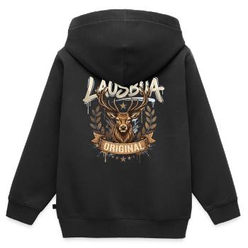 Chemise traditionnelle pour enfants Chemise traditionnelle pour hommes Lausbua - Sweat Premium à capuche zippé enfant bio - noir - Dos - AI Model Kid Male (0cm)