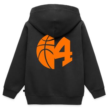NR. 4 BASKETBALL NUMMER 4 BASKETBALL 4. GEBURTSTAG - Kinder Premium Organic Zip Hoodie - Schwarz - Hinten - AI Model Kid Male (0cm)