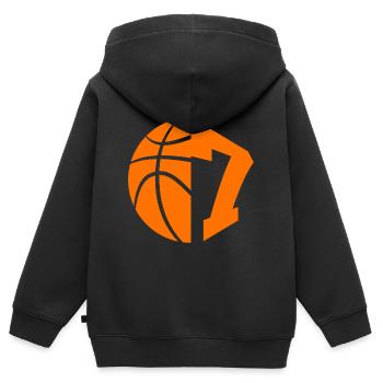 NR. 7 BASKETBALL NUMMER 7 BASKETBALL 7. GEBURTSTAG - Kinder Premium Organic Zip Hoodie - Schwarz - Hinten - AI Model Kid Male (0cm)
