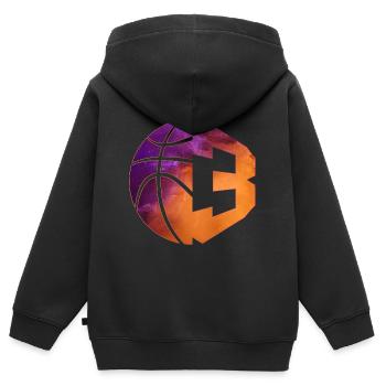 NUMMER 3 BASKETBALL 3. GEBURTSTAG - Kinder Premium Organic Zip Hoodie - Schwarz - Hinten - AI Model Kid Male (0cm)
