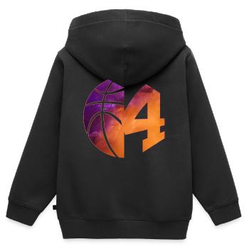 NUMÉRO 4 BASKETBALL 4E ANNIVERSAIRE - Sweat Premium à capuche zippé enfant bio - noir - Dos - AI Model Kid Male (0cm)