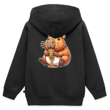 Capybara Pasta - Kinder Premium Organic Zip Hoodie - Schwarz - Hinten - AI Model Kid Male (0cm)