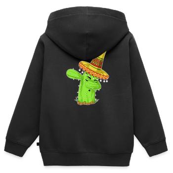 Éponge la chemise mexicaine Cactus - Sweat Premium à capuche zippé enfant bio - noir - Dos - AI Model Kid Male (0cm)