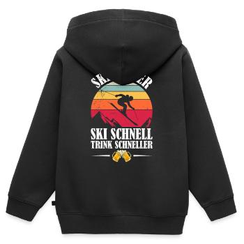 Skiing SKI INSTRUCTOR SKI FAST DRINK FASTER - Kids Premium Organic Zip-up Hoodie - black - Back - AI Model Kid Male (0cm)