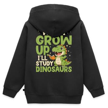 Wenn Ich Groß Bin, Werde Ich Lustige Dinosaurier - Kinder Premium Organic Zip Hoodie - Schwarz - Hinten - AI Model Kid Male (0cm)