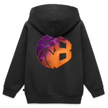 NUMMER 8 BASKETBALL 8. GEBURTSTAG - Kinder Premium Organic Zip Hoodie - Schwarz - Hinten - AI Model Kid Male (0cm)