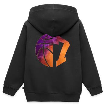 NUMMER 7 BASKETBALL 7. GEBURTSTAG - Kinder Premium Organic Zip Hoodie - Schwarz - Hinten - AI Model Kid Male (0cm)
