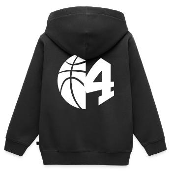 NR. 4 BASKETBALL NUMMER 4 BASKETBALL 4. GEBURTSTAG - Kinder Premium Organic Zip Hoodie - Schwarz - Hinten - AI Model Kid Male (0cm)