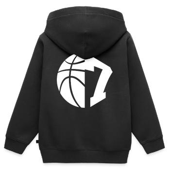 NR. 7 BASKETBALL NUMMER 7 BASKETBALL 7. GEBURTSTAG - Kinder Premium Organic Zip Hoodie - Schwarz - Hinten - AI Model Kid Male (0cm)
