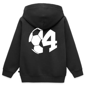 NR. 4 FUßBALLER NUMMER 4 FUßBALL 4. GEBURTSTAG - Kinder Premium Organic Zip Hoodie - Schwarz - Hinten - AI Model Kid Male (0cm)