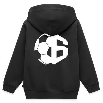 NR. 6 FUßBALLER NUMMER 6 FUßBALL 6. GEBURTSTAG - Kinder Premium Organic Zip Hoodie - Schwarz - Hinten - AI Model Kid Male (0cm)