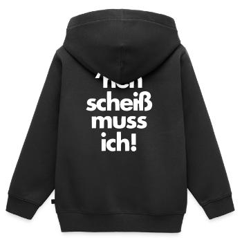 nen scheiss muss ich - Kinder Premium Organic Zip Hoodie - Schwarz - Hinten - AI Model Kid Male (0cm)